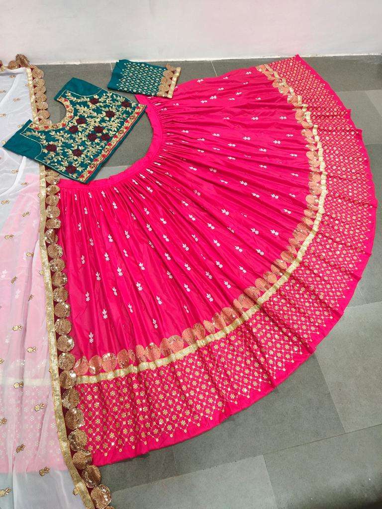 VD-031-5002 BY FASHID WHOLESALE DESIGNER BEAUTIFUL NAVRATRI COLLECTION OCCASIONAL WEAR & PARTY WEAR SOFT TAFFETA SILK LEHENGAS AT WHOLESALE PRICE