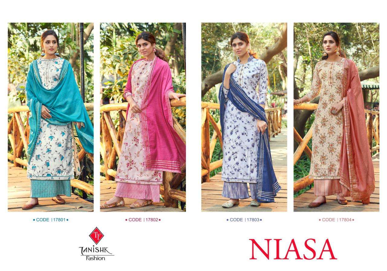 NIASA BY TANISHK FASHION 17801 TO 17804 SERIES BEAUTIFUL STYLISH SUITS FANCY COLORFUL CASUAL WEAR & ETHNIC WEAR & READY TO WEAR PURE VISCOSE MODAL PRINTED DRESSES AT WHOLESALE PRICE
