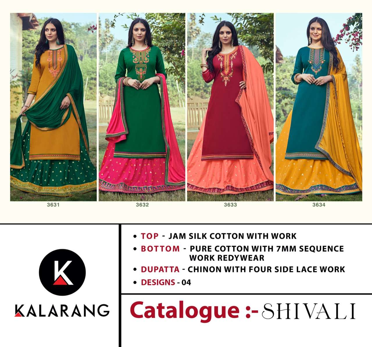 Shivali By Kalarang 3631 To 3634 Series Beautiful Suits Colorful Stylish Fancy Casual Wear & Ethnic Wear Jam Silk Cotton Dresses At Wholesale Price