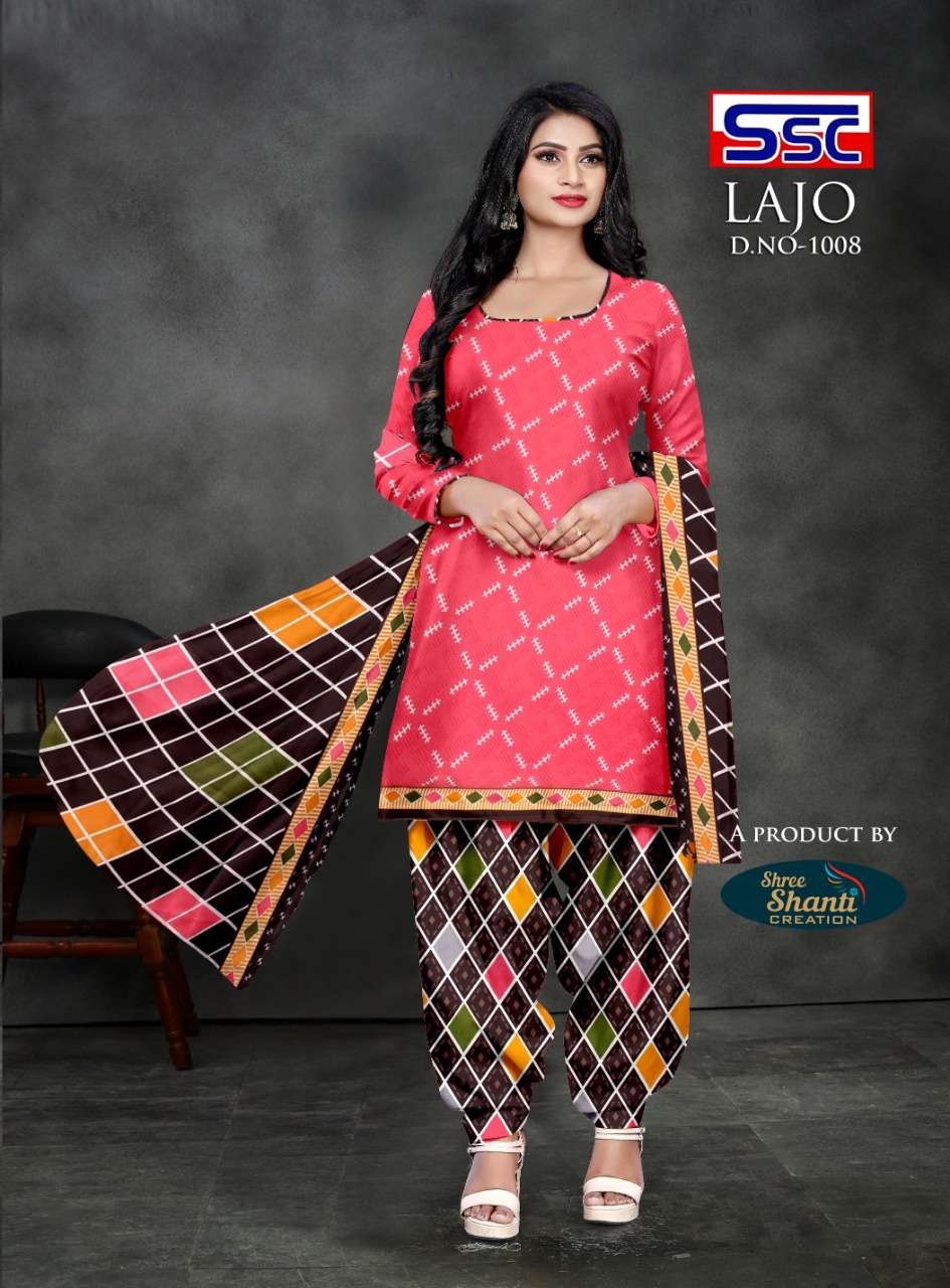 LAJO BY SHREE SHANTI CREATION 1001 TO 1016 SERIES BEAUTIFUL STYLISH SUITS FANCY COLORFUL CASUAL WEAR & ETHNIC WEAR & READY TO WEAR AMERICAN CREPE PRINTED DRESSES AT WHOLESALE PRICE