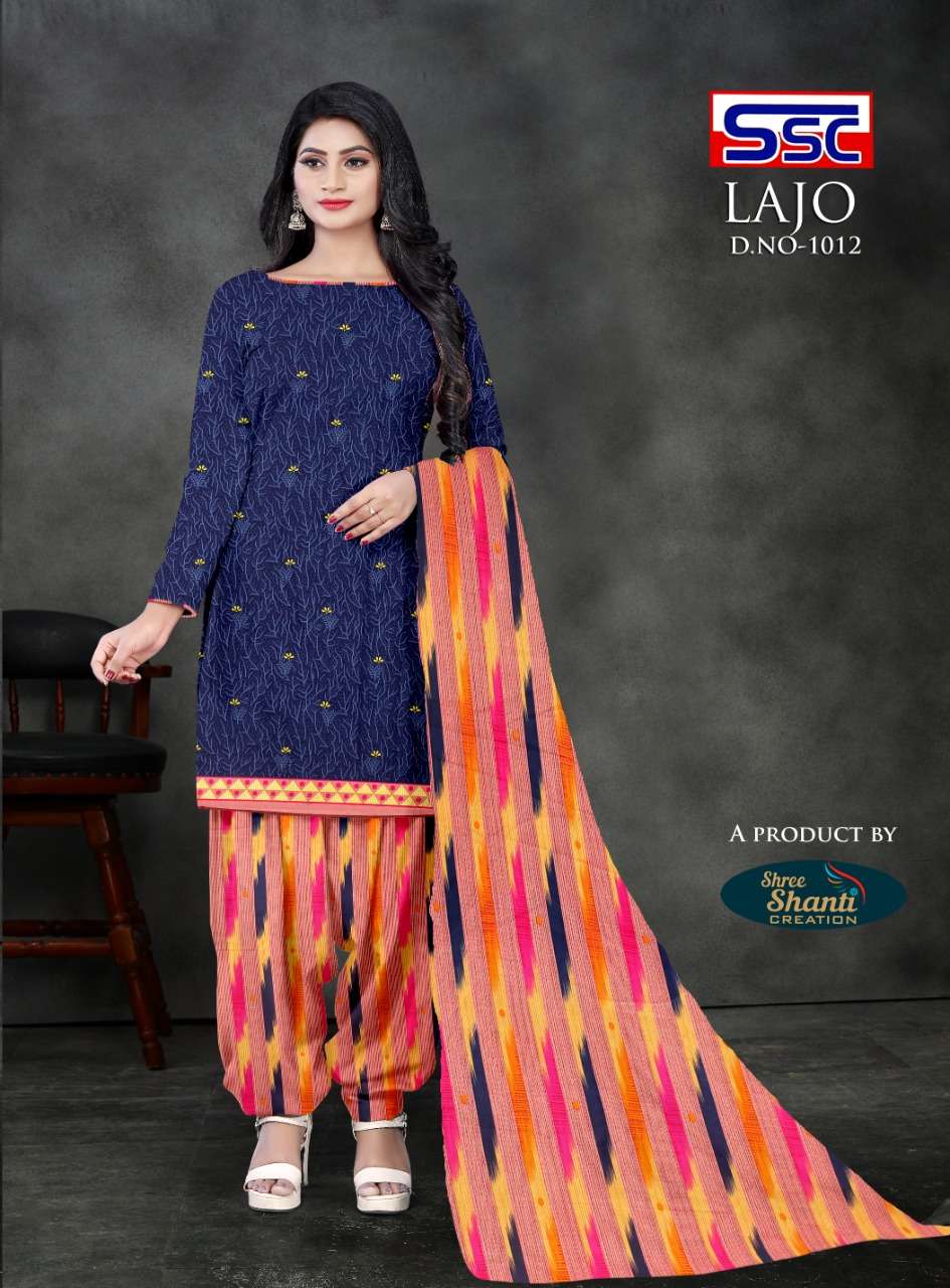 LAJO BY SHREE SHANTI CREATION 1001 TO 1016 SERIES BEAUTIFUL STYLISH SUITS FANCY COLORFUL CASUAL WEAR & ETHNIC WEAR & READY TO WEAR AMERICAN CREPE PRINTED DRESSES AT WHOLESALE PRICE