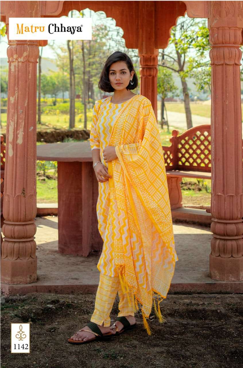 PRACHI VOL-1 BY MATRU CHHAYA 1040 TO 1043 SERIES BEAUTIFUL SUITS COLORFUL STYLISH FANCY CASUAL WEAR & ETHNIC WEAR MUSLIN PRINT DRESSES AT WHOLESALE PRICE