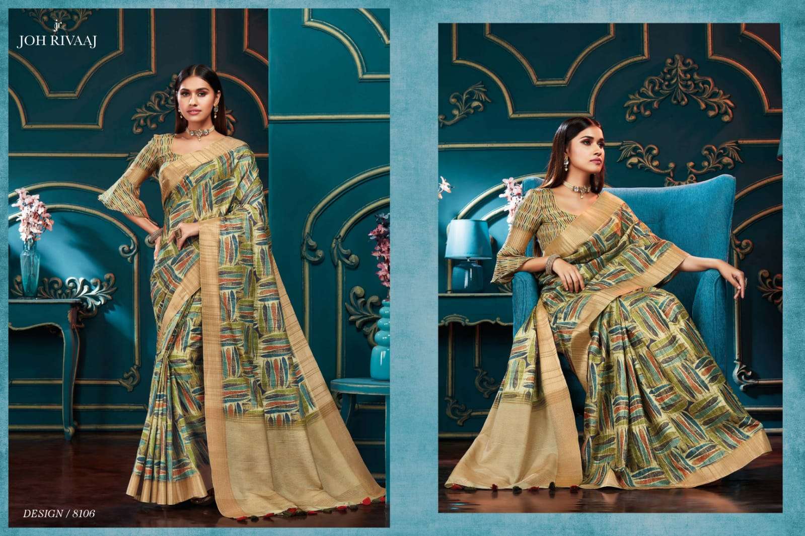 JYOTI BY JOH RIVAAJ 8101 TO 8108 SERIES INDIAN TRADITIONAL WEAR COLLECTION BEAUTIFUL STYLISH FANCY COLORFUL PARTY WEAR & OCCASIONAL WEAR FANCY SAREES AT WHOLESALE PRICE