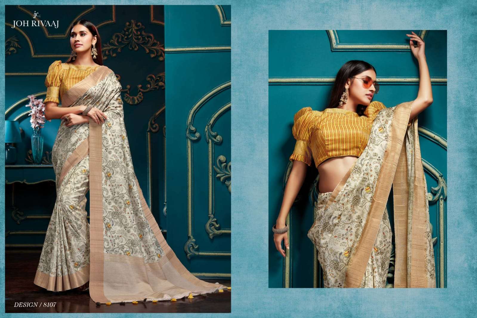 JYOTI BY JOH RIVAAJ 8101 TO 8108 SERIES INDIAN TRADITIONAL WEAR COLLECTION BEAUTIFUL STYLISH FANCY COLORFUL PARTY WEAR & OCCASIONAL WEAR FANCY SAREES AT WHOLESALE PRICE