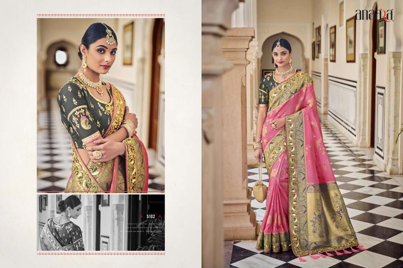 ANAARA 5101 SERIES BY TATHASTU 5101 TO 5109 SERIES DESIGNER BEAUTIFUL NAVRATRI COLLECTION OCCASIONAL WEAR & PARTY WEAR FANCY SAREES AT WHOLESALE PRICE
