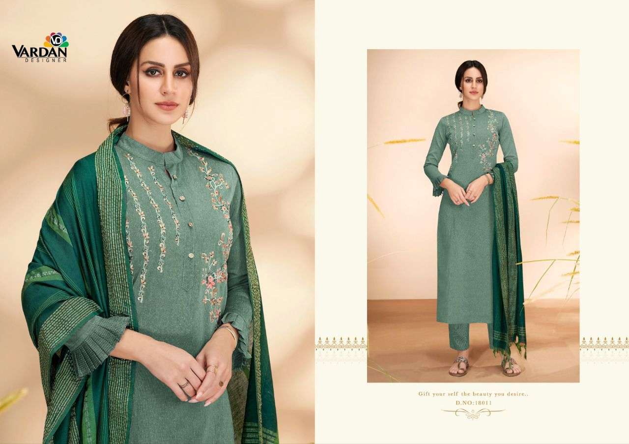 Radhika Vol-2 By Vardan Designer 1011 To 1013 Series Beautiful Suits Colorful Stylish Fancy Casual Wear & Ethnic Wear Cotton Embroidered Dresses At Wholesale Price