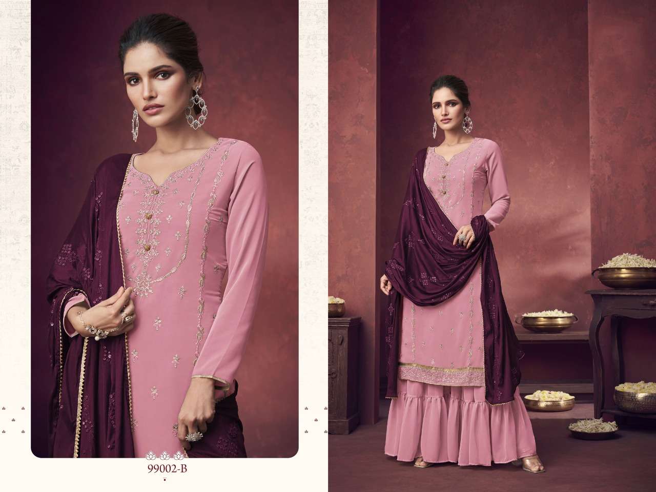 GLAMOUR 99002 COLOURS BY MOHINI FASHION 99002-A TO 99002-D SERIES DESIGNER FESTIVE SUITS COLLECTION BEAUTIFUL STYLISH FANCY COLORFUL PARTY WEAR & OCCASIONAL WEAR GEORGETTE EMBROIDERED DRESSES AT WHOLESALE PRICE