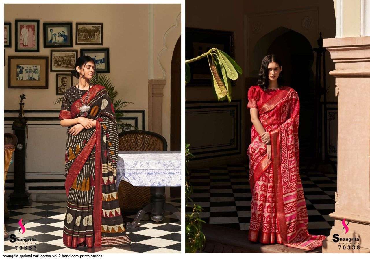 GADWAL ZARI COTTON VOL-2 BY SHANGRILA 70331 TO 70342 SERIES INDIAN TRADITIONAL WEAR COLLECTION BEAUTIFUL STYLISH FANCY COLORFUL PARTY WEAR & OCCASIONAL WEAR HANDLOOM SAREES AT WHOLESALE PRICE
