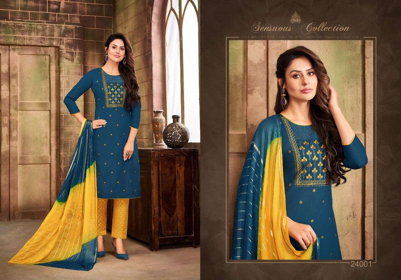 THAAR BY KAPIL TRENDZ 24000 TO 24007 SERIES BEAUTIFUL SUITS COLORFUL STYLISH FANCY CASUAL WEAR & ETHNIC WEAR RAYON DRESSES AT WHOLESALE PRICE