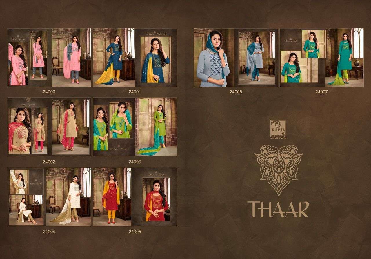 THAAR BY KAPIL TRENDZ 24000 TO 24007 SERIES BEAUTIFUL SUITS COLORFUL STYLISH FANCY CASUAL WEAR & ETHNIC WEAR RAYON DRESSES AT WHOLESALE PRICE