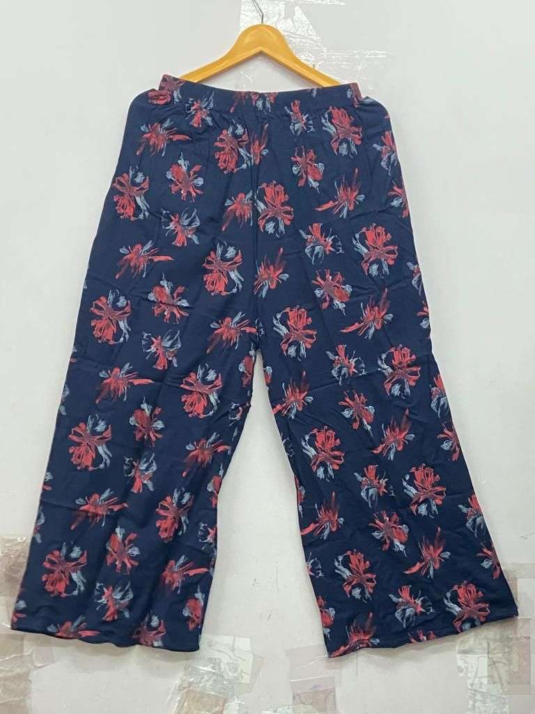 RAYON PRINT PLAZO BY BEAUTY QUEEN 01 TO 30 SERIES STYLISH FANCY BEAUTIFUL COLORFUL CASUAL WEAR & ETHNIC WEAR RAYON PRINT PALAZZO AT WHOLESALE PRICE