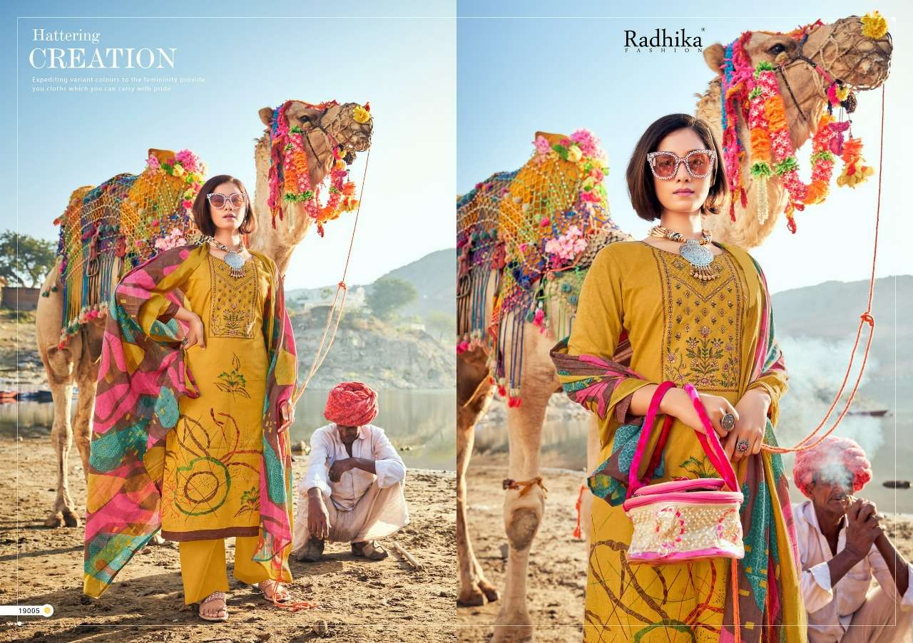 MUSSARET VOL-17 BY AZARA 19001 TO 19008 SERIES BEAUTIFUL COLORFUL STYLISH PRETTY PARTY WEAR CASUAL WEAR OCCASIONAL WEAR PURE CAMBRIC COTTON PRINT WITH EMBROIDERED DRESSES AT WHOLESALE PRICE