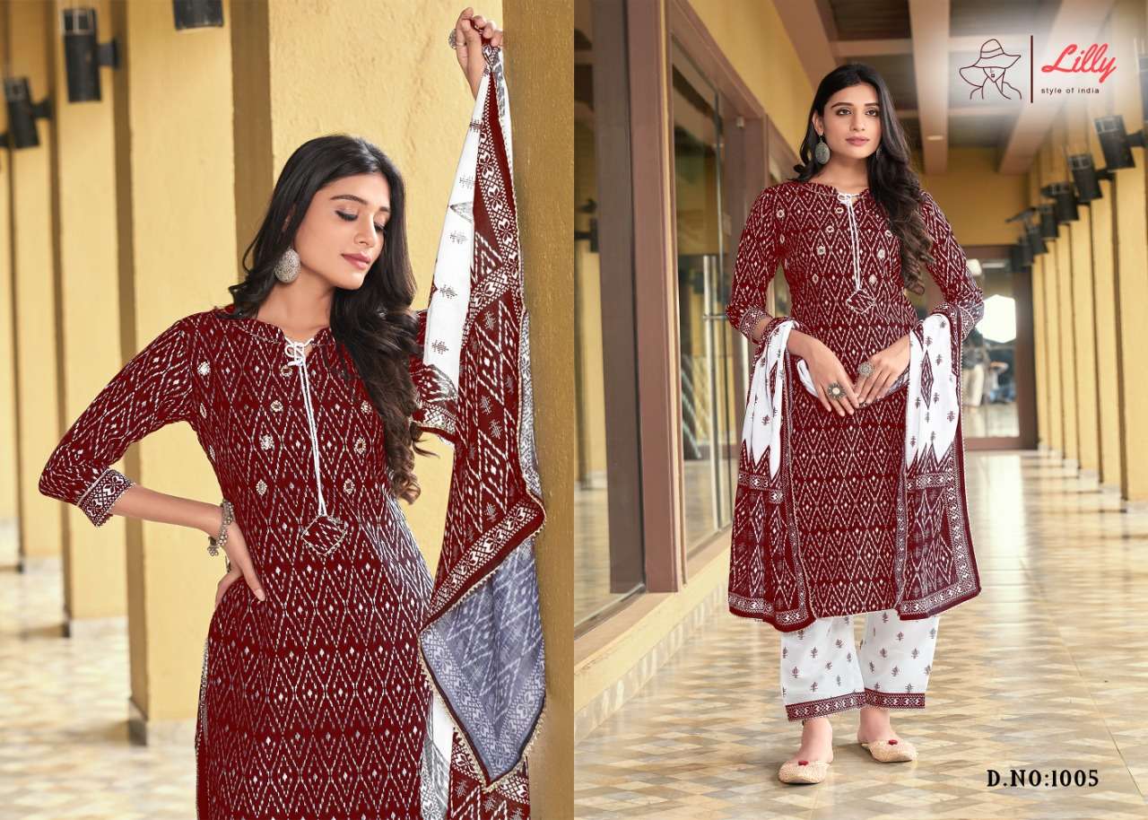 SAKIRA NX BY LILLY 101 TO 105 SERIES BEAUTIFUL SUITS COLORFUL STYLISH FANCY CASUAL WEAR & ETHNIC WEAR LINEN COTTON PRINT DRESSES AT WHOLESALE PRICE