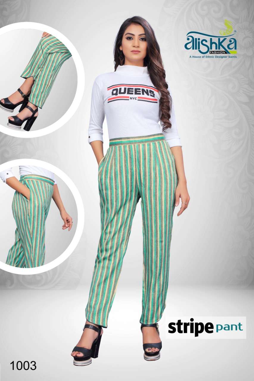 STRIPE PANT BY ALISHKA FASHION 1001 TO 1004 SERIES STYLISH FANCY BEAUTIFUL COLORFUL CASUAL WEAR & ETHNIC WEAR HEAVY RAYON PRINT PALAZZO AT WHOLESALE PRICE