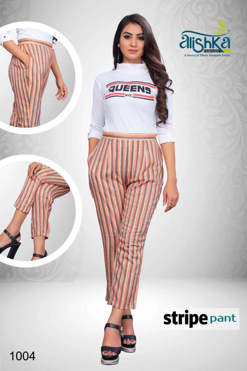 STRIPE PANT BY ALISHKA FASHION 1001 TO 1004 SERIES STYLISH FANCY BEAUTIFUL COLORFUL CASUAL WEAR & ETHNIC WEAR HEAVY RAYON PRINT PALAZZO AT WHOLESALE PRICE