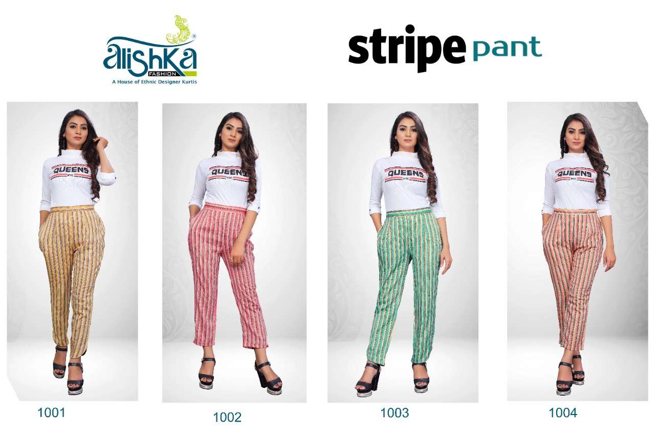 STRIPE PANT BY ALISHKA FASHION 1001 TO 1004 SERIES STYLISH FANCY BEAUTIFUL COLORFUL CASUAL WEAR & ETHNIC WEAR HEAVY RAYON PRINT PALAZZO AT WHOLESALE PRICE