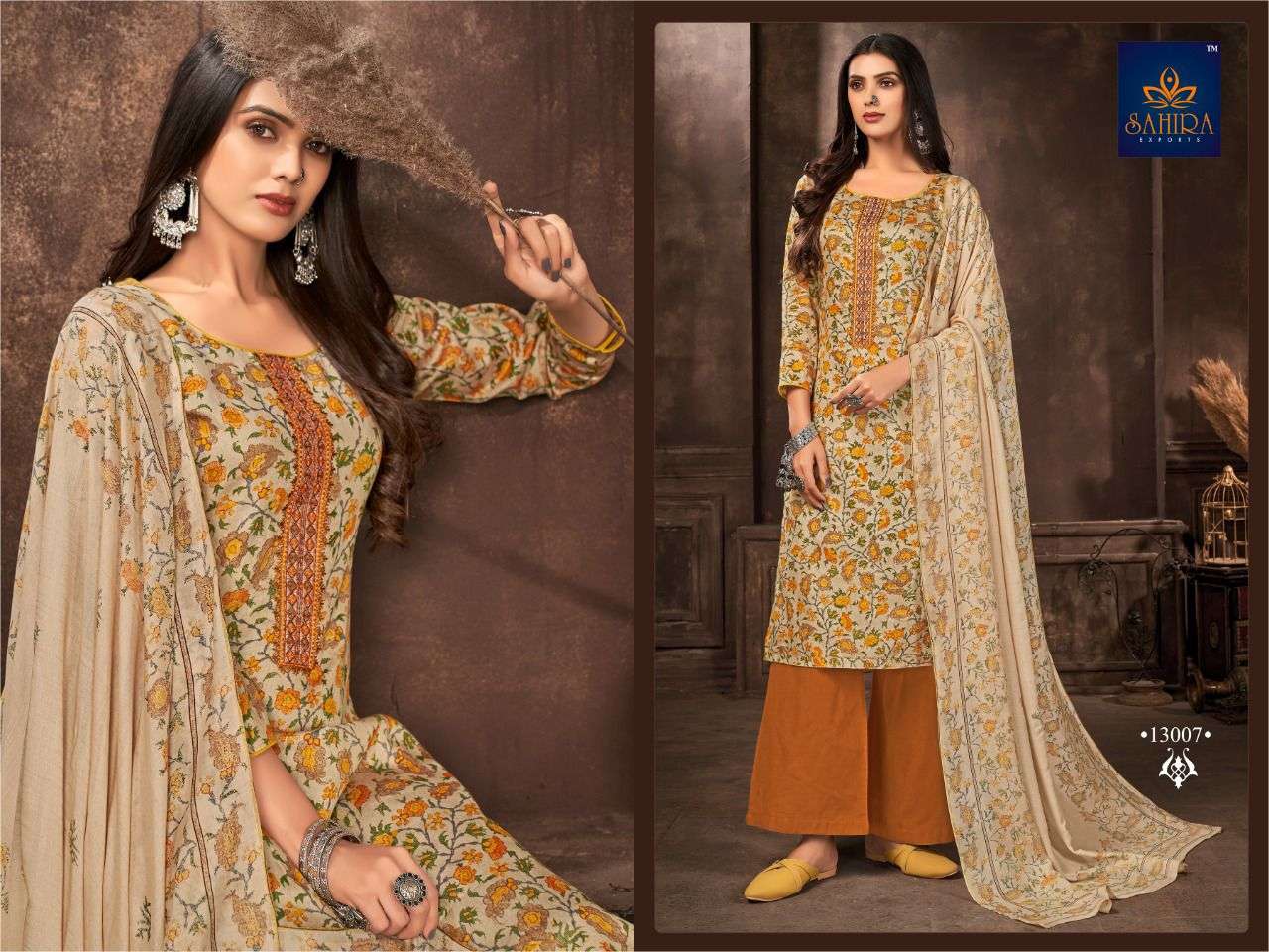SAHIRA 13007 COLOURS BY SAHIRA EXPORTS 13007-A TO 13007-D SERIES BEAUTIFUL STYLISH SUITS FANCY COLORFUL CASUAL WEAR & ETHNIC WEAR & READY TO WEAR PURE JAM SILK COTTON PRINTED DRESSES AT WHOLESALE PRICE