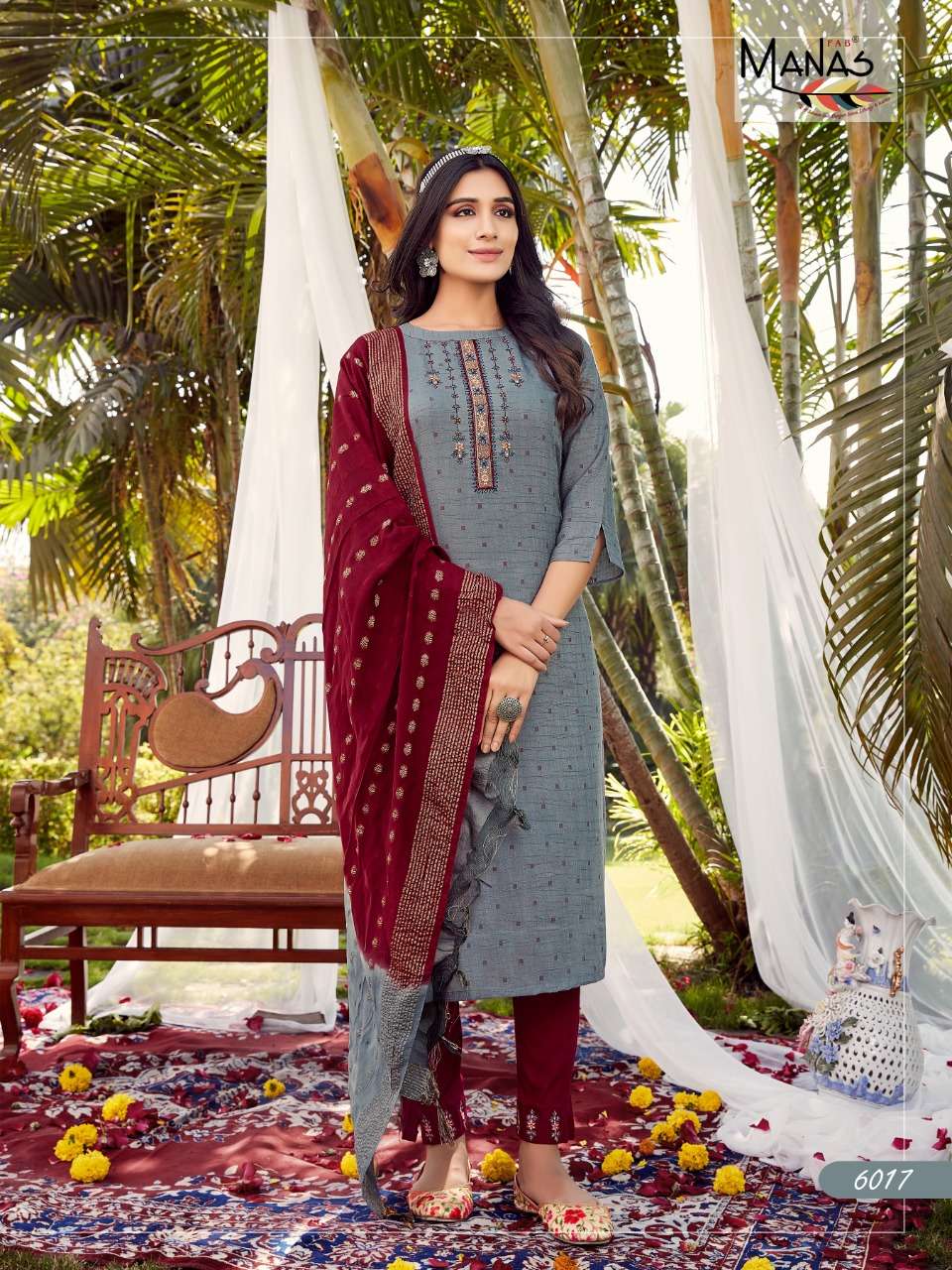 ARINA VOL-3 BY MANAS FAB 6013 TO 6018 SERIES DESIGNER SUITS BEAUTIFUL STYLISH FANCY COLORFUL PARTY WEAR & OCCASIONAL WEAR FANCY DRESSES AT WHOLESALE PRICE