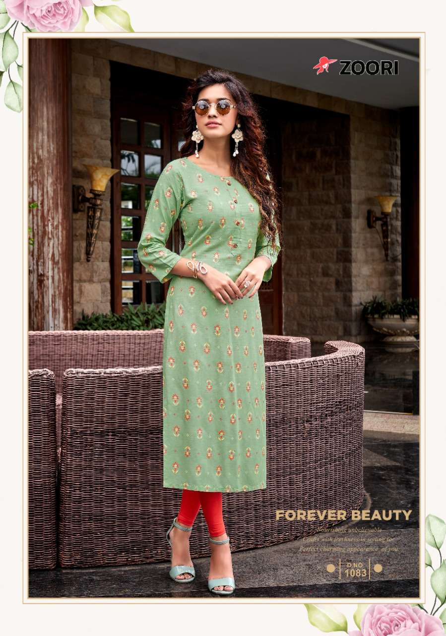 AKSHARA VOL-14 BY ZOORI 1081 TO 1086 SERIES DESIGNER STYLISH FANCY COLORFUL BEAUTIFUL PARTY WEAR & ETHNIC WEAR COLLECTION RAYON PRINT KURTIS AT WHOLESALE PRICE