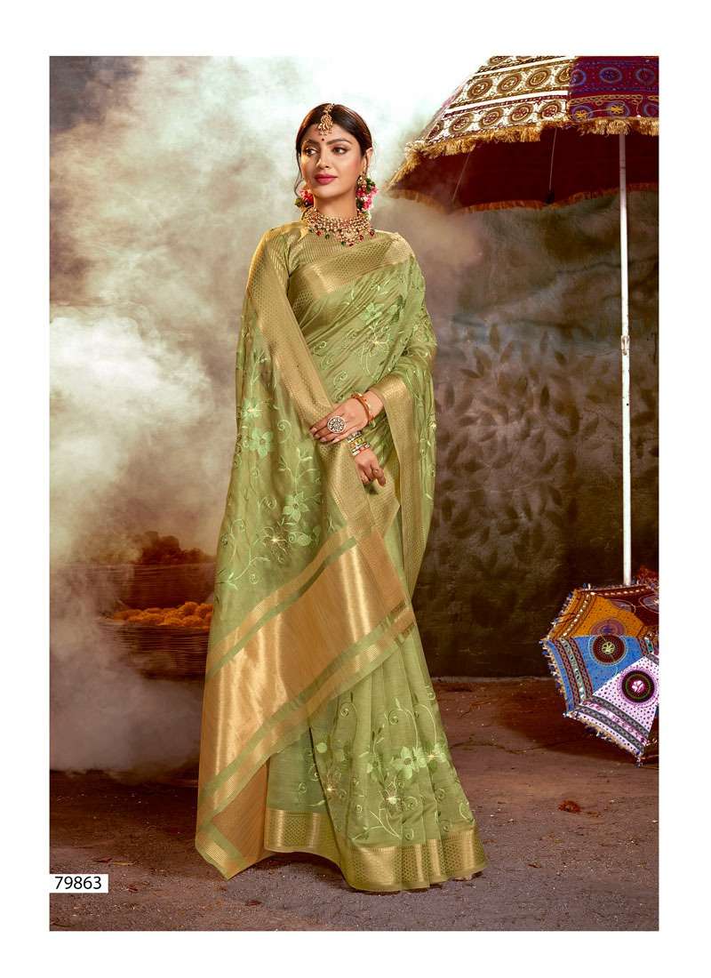 SUNNY DAYS BY LIFESTYLE 79861 TO 79866 SERIES INDIAN TRADITIONAL WEAR COLLECTION BEAUTIFUL STYLISH FANCY COLORFUL PARTY WEAR & OCCASIONAL WEAR ORGANZA SAREES AT WHOLESALE PRICE