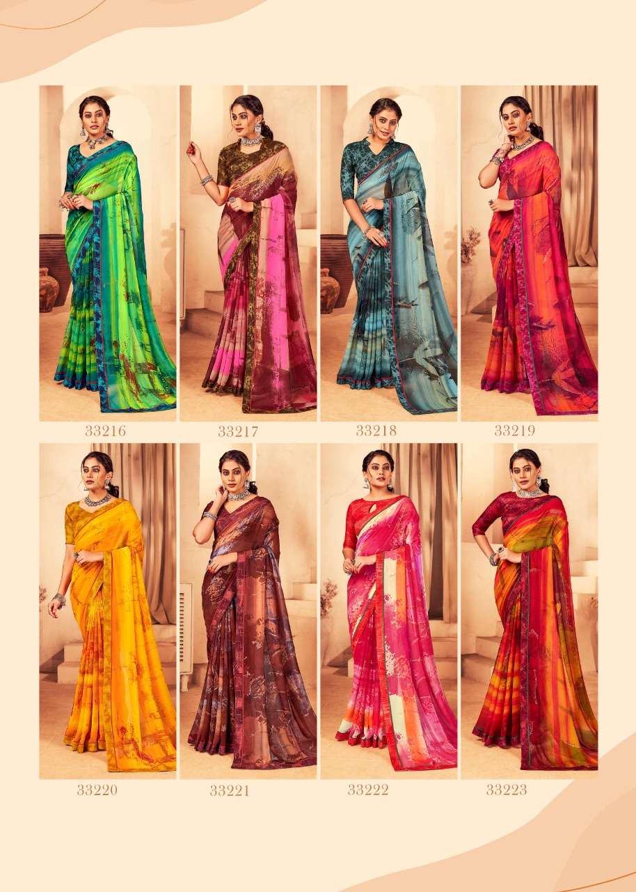 VIPASA VOL-2 BY VALLABHI PRINTS 23216 TO 23223 SERIES INDIAN TRADITIONAL WEAR COLLECTION BEAUTIFUL STYLISH FANCY COLORFUL PARTY WEAR & OCCASIONAL WEAR GEORGETTE PRINT SAREES AT WHOLESALE PRICE