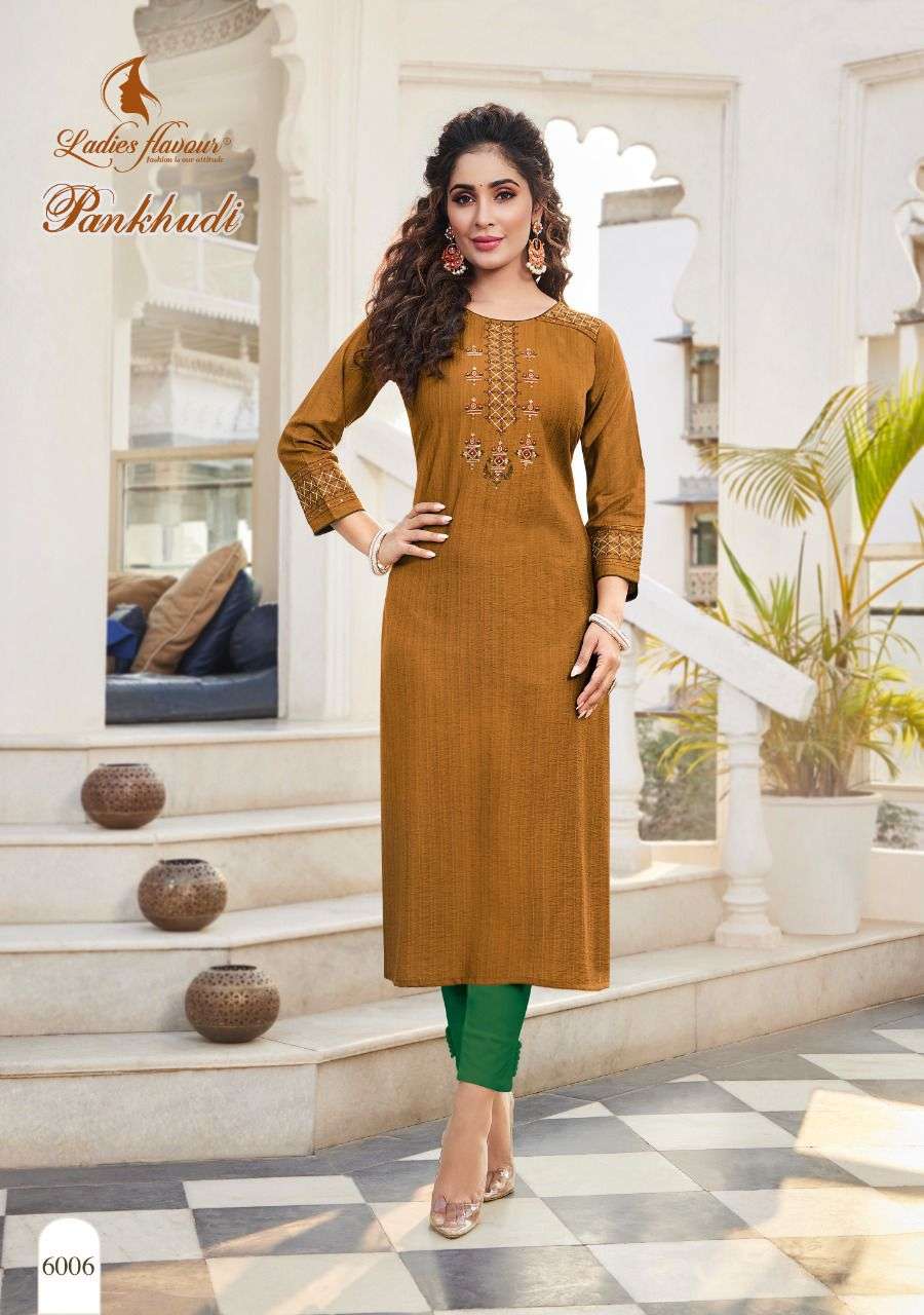 PANKHUDI BY LADIES FLAVOUR 6001 TO 6006 SERIES DESIGNER STYLISH FANCY COLORFUL BEAUTIFUL PARTY WEAR & ETHNIC WEAR COLLECTION PURE VISCOSE EMBROIDERY KURTIS AT WHOLESALE PRICE