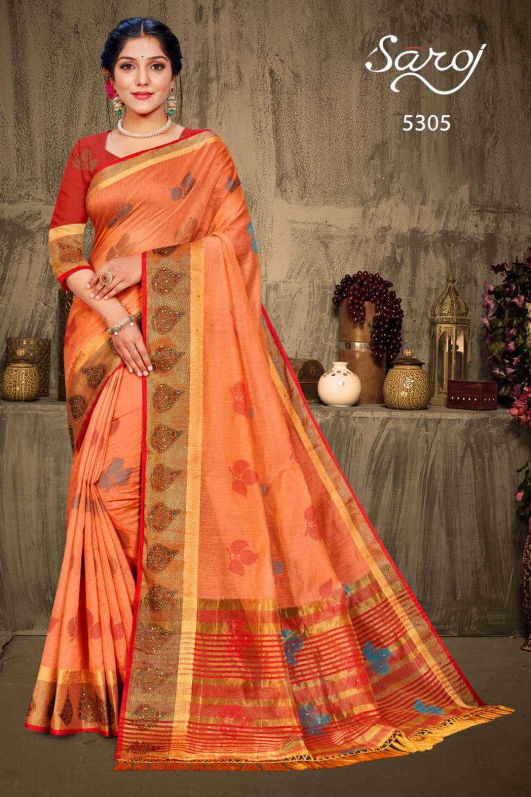 VARKALAAM BY SAROJ 5301 TO 5306 SERIES INDIAN TRADITIONAL WEAR COLLECTION BEAUTIFUL STYLISH FANCY COLORFUL PARTY WEAR & OCCASIONAL WEAR COTTON SILK SAREES AT WHOLESALE PRICE