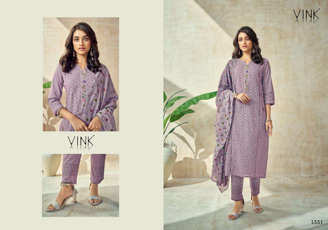 CHIKANKARI VOL-2 BY VINK 1551 TO 1556 SERIES BEAUTIFUL SUITS COLORFUL STYLISH FANCY CASUAL WEAR & ETHNIC WEAR PURE COTTON EMBROIDERED DRESSES AT WHOLESALE PRICE