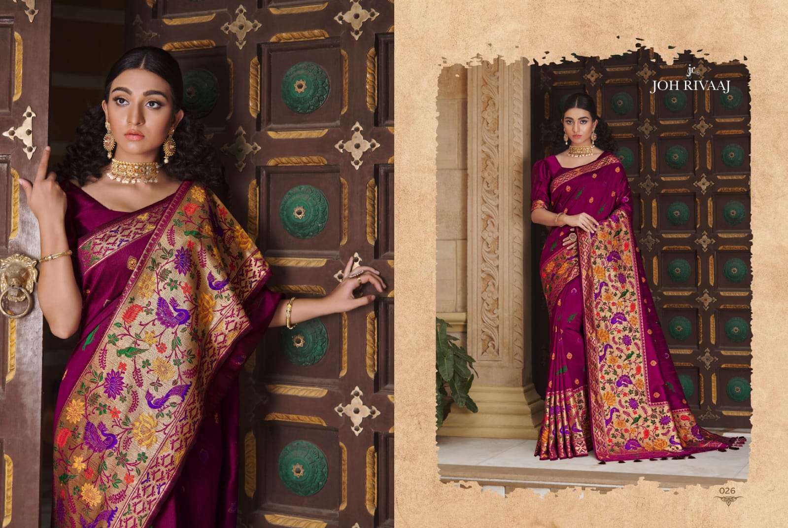 BUNAI VOL-2 BY JOH RIVAAJ 021 TO 027 SERIES INDIAN TRADITIONAL WEAR COLLECTION BEAUTIFUL STYLISH FANCY COLORFUL PARTY WEAR & OCCASIONAL WEAR SILK SAREES AT WHOLESALE PRICE