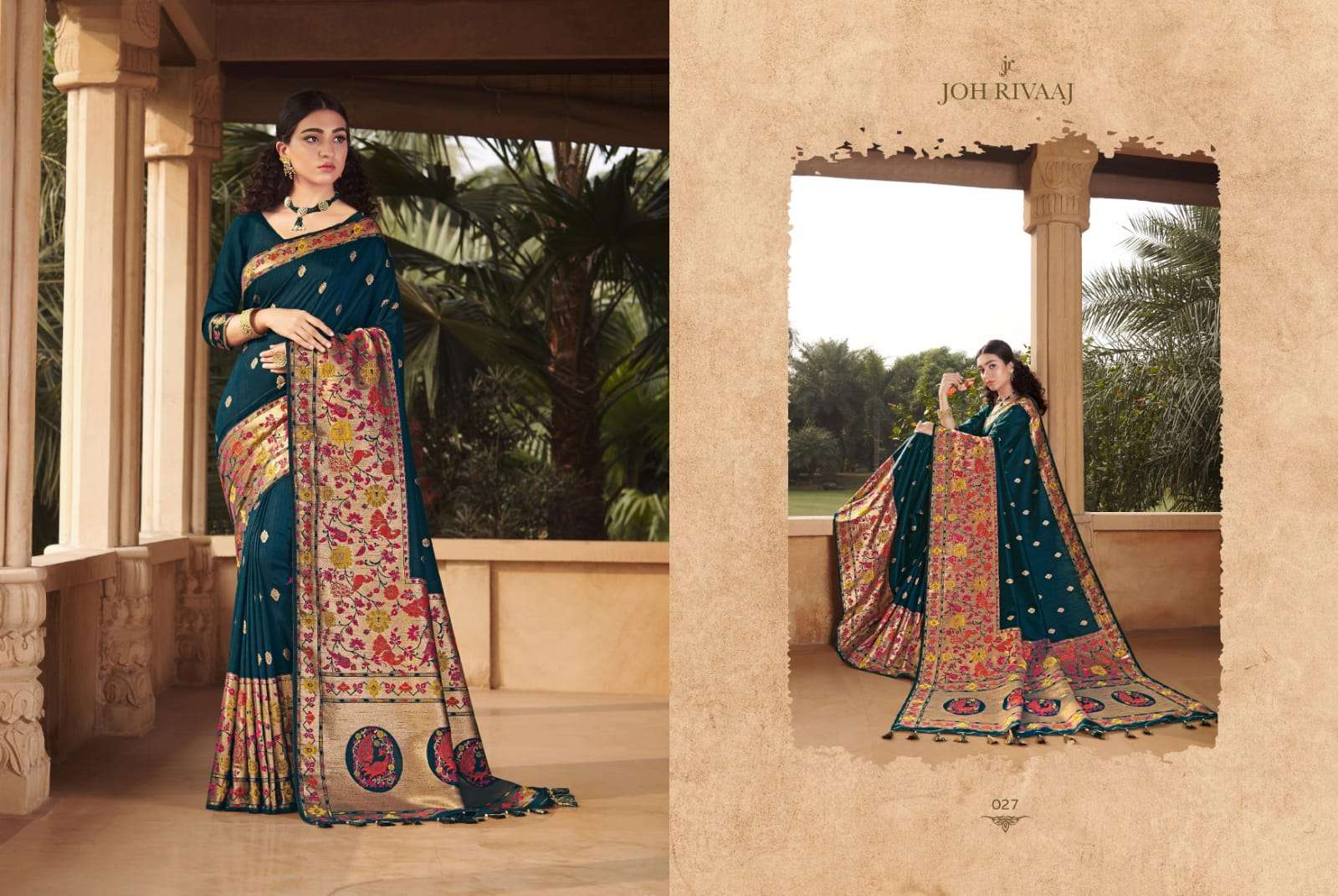 BUNAI VOL-2 BY JOH RIVAAJ 021 TO 027 SERIES INDIAN TRADITIONAL WEAR COLLECTION BEAUTIFUL STYLISH FANCY COLORFUL PARTY WEAR & OCCASIONAL WEAR SILK SAREES AT WHOLESALE PRICE