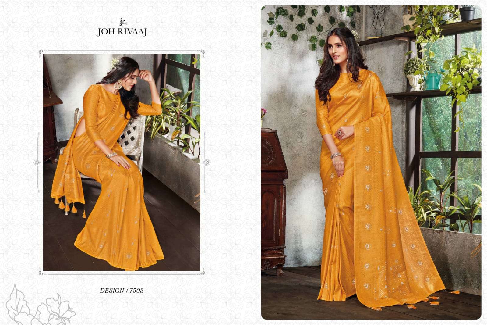 JAASHWI VOL-75 BY JOH RIVAAJ 7501 TO 7509 SERIES INDIAN TRADITIONAL WEAR COLLECTION BEAUTIFUL STYLISH FANCY COLORFUL PARTY WEAR & OCCASIONAL WEAR SILK SAREES AT WHOLESALE PRICE