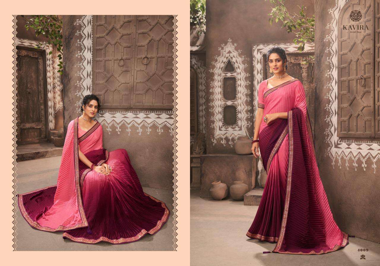 Suhan By Kavira 4001 To 4009 Series Indian Traditional Wear Collection Beautiful Stylish Fancy Colorful Party Wear & Occasional Wear Georgett Sarees At Wholesale Price