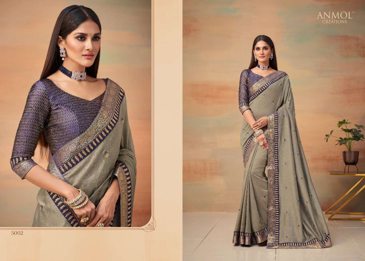 MYRAH VOL-2 BY ANMOL CREATION 5001 TO 5010 SERIES INDIAN TRADITIONAL WEAR COLLECTION BEAUTIFUL STYLISH FANCY COLORFUL PARTY WEAR & OCCASIONAL WEAR FANCY SAREES AT WHOLESALE PRICE
