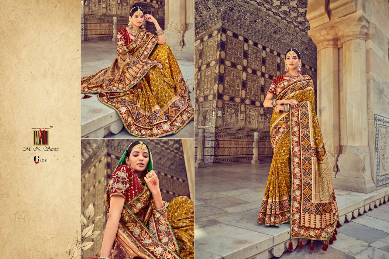 Raj Gharana Vol-2 By M N Sarees 6101 To 6115 Series Indian Traditional Wear Collection Beautiful Stylish Fancy Colorful Party Wear & Occasional Wear Pure Silk Sarees At Wholesale Price
