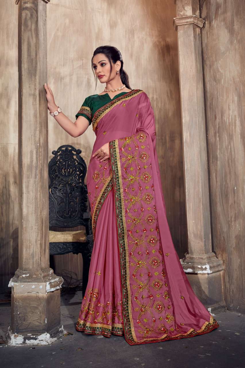 Party Wear Sarees : Red rangoli silk thread sequence work ...