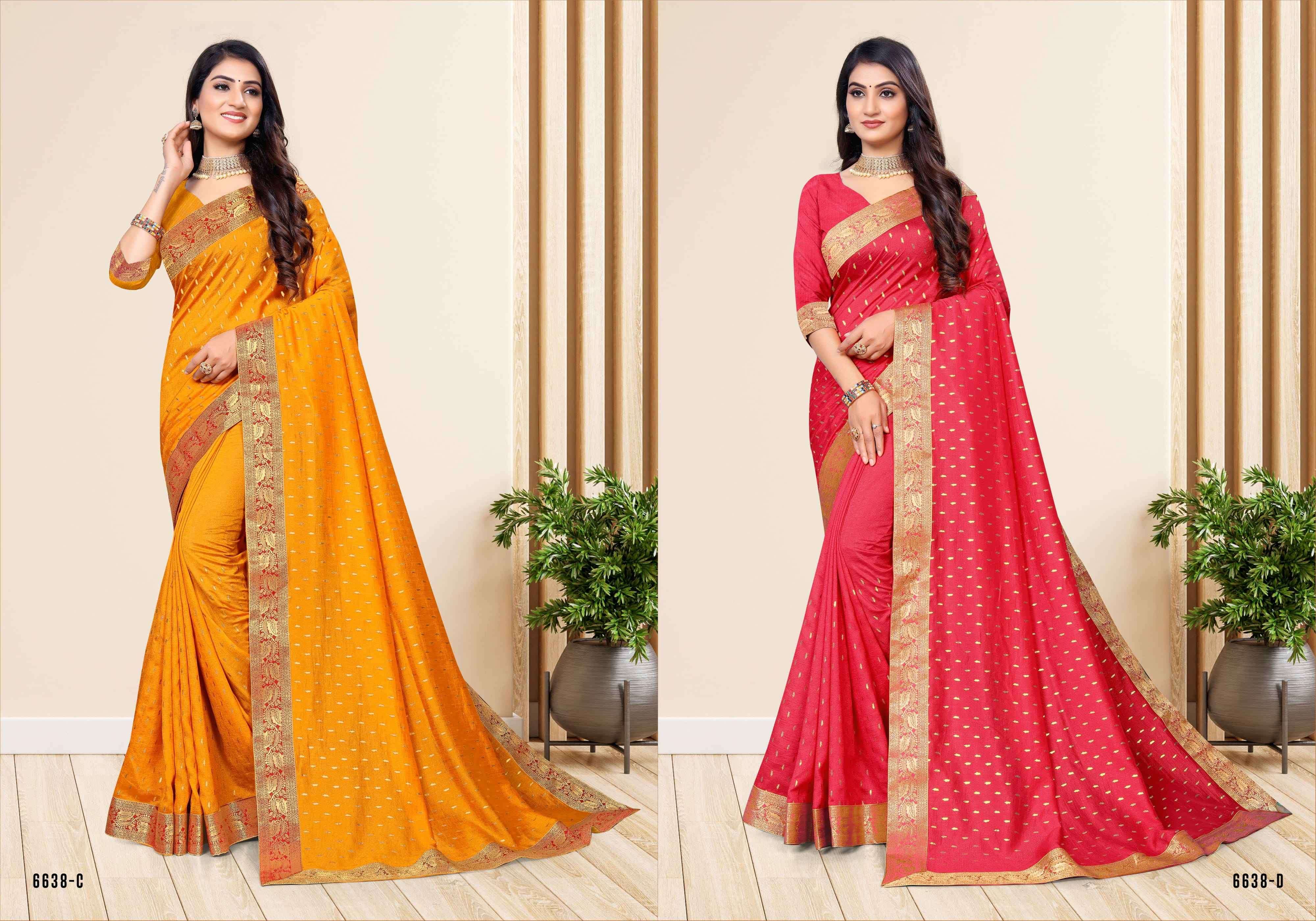RABDI JALEBI VOL-8 BY INDIAN WOMEN 6638-A TO 6638-H SERIES INDIAN TRADITIONAL WEAR COLLECTION BEAUTIFUL STYLISH FANCY COLORFUL PARTY WEAR & OCCASIONAL WEAR VICHITRA SILK SAREES AT WHOLESALE PRICE