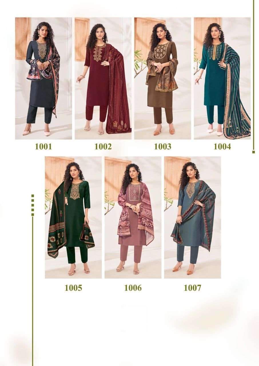 MEGHA BY BEAUTY QUEEN 1001 TO 1007 SERIES BEAUTIFUL SUITS COLORFUL STYLISH FANCY CASUAL WEAR & ETHNIC WEAR HEAVY MUSLIN DRESSES AT WHOLESALE PRICE