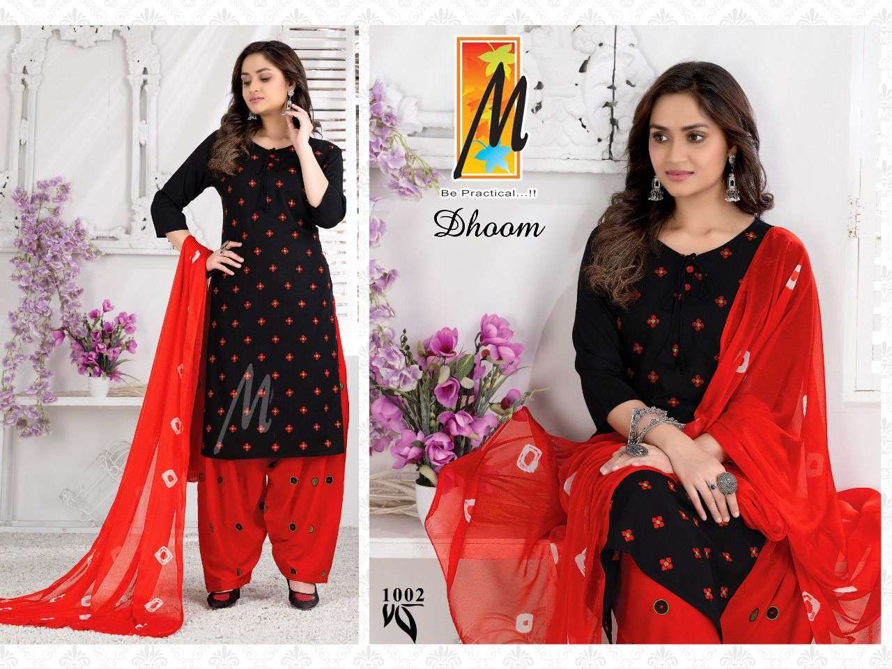 DHOOM BY MASTER 1001 TO 1008 SERIES BEAUTIFUL PATIYALA SUITS COLORFUL STYLISH FANCY CASUAL WEAR & ETHNIC WEAR RAYON PRINT DRESSES AT WHOLESALE PRICE