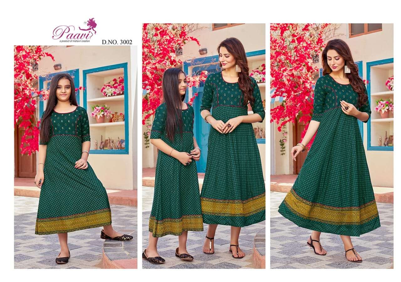 MAHER VOL-3 BY PAAVI 3001 TO 3010 SERIES BEAUTIFUL STYLISH FANCY COLORFUL CASUAL WEAR & ETHNIC WEAR RAYON PRINT WITH WORK GOWNS AT WHOLESALE PRICE
