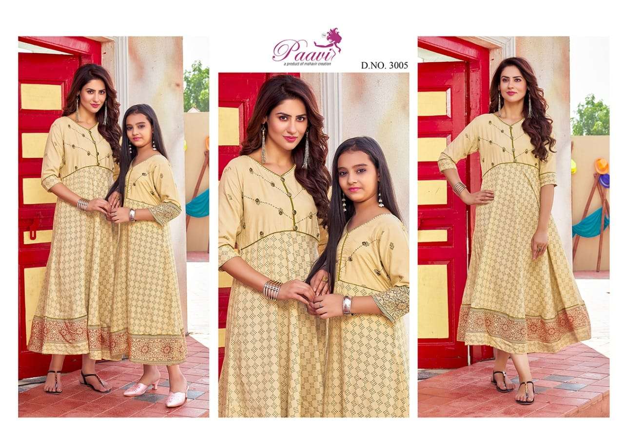 MAHER VOL-3 BY PAAVI 3001 TO 3010 SERIES BEAUTIFUL STYLISH FANCY COLORFUL CASUAL WEAR & ETHNIC WEAR RAYON PRINT WITH WORK GOWNS AT WHOLESALE PRICE