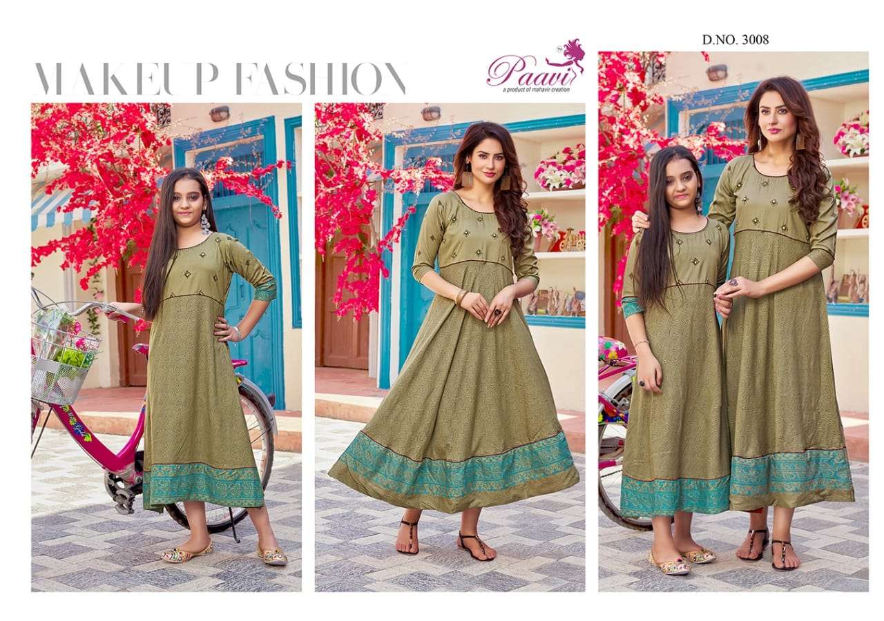 MAHER VOL-3 BY PAAVI 3001 TO 3010 SERIES BEAUTIFUL STYLISH FANCY COLORFUL CASUAL WEAR & ETHNIC WEAR RAYON PRINT WITH WORK GOWNS AT WHOLESALE PRICE