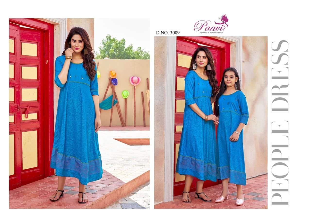 MAHER VOL-3 BY PAAVI 3001 TO 3010 SERIES BEAUTIFUL STYLISH FANCY COLORFUL CASUAL WEAR & ETHNIC WEAR RAYON PRINT WITH WORK GOWNS AT WHOLESALE PRICE