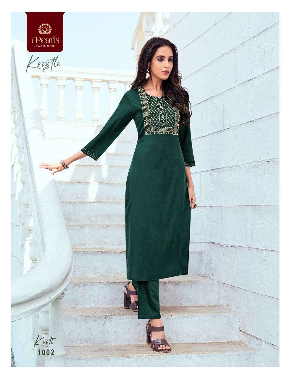 KRYSTLE BY 7 PEARLS 1001 TO 1006 SERIES DESIGNER STYLISH FANCY COLORFUL BEAUTIFUL PARTY WEAR & ETHNIC WEAR COLLECTION VISCOSE EMBROIDERY KURTIS AT WHOLESALE PRICE