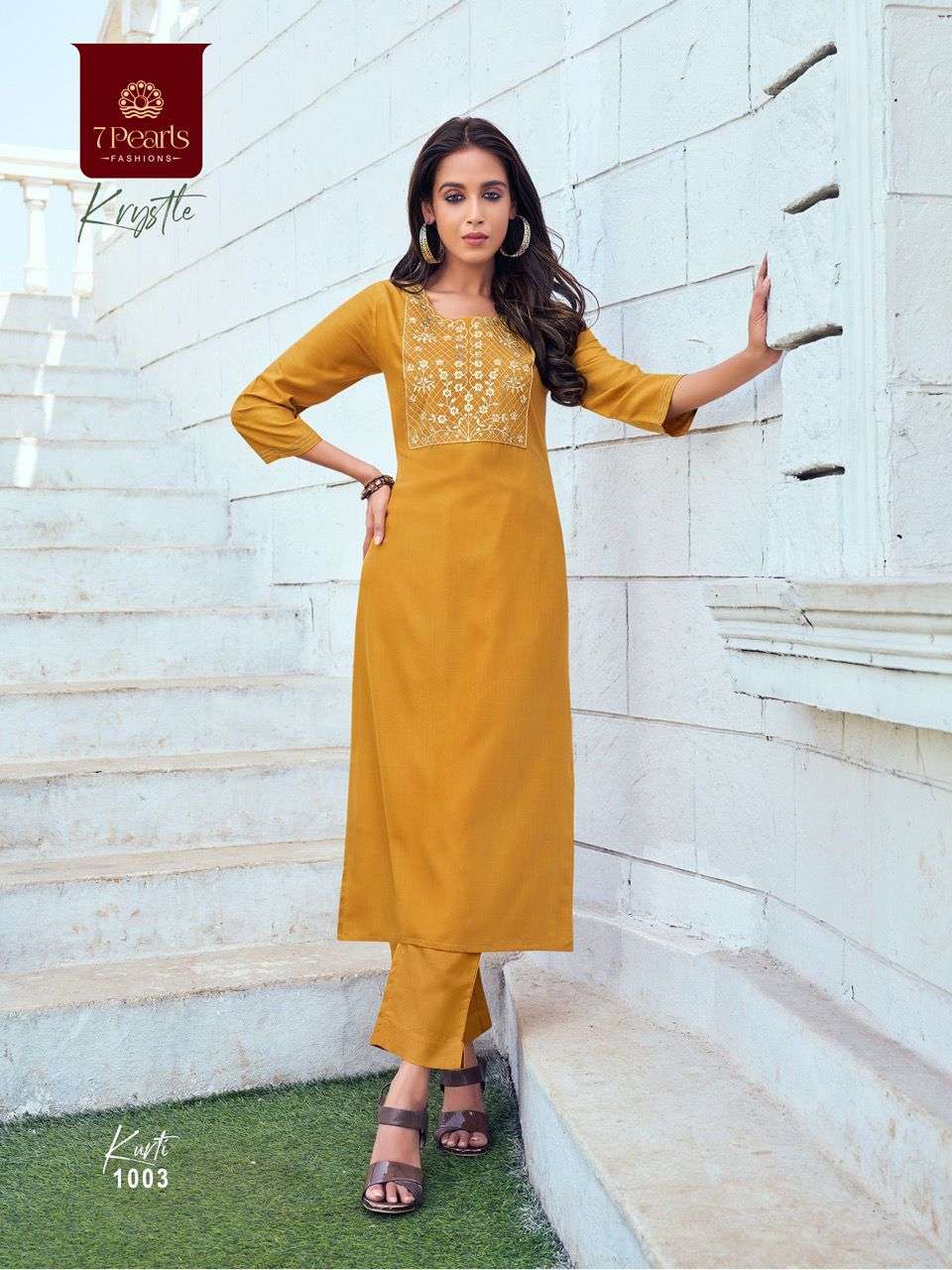 KRYSTLE BY 7 PEARLS 1001 TO 1006 SERIES DESIGNER STYLISH FANCY COLORFUL BEAUTIFUL PARTY WEAR & ETHNIC WEAR COLLECTION VISCOSE EMBROIDERY KURTIS AT WHOLESALE PRICE