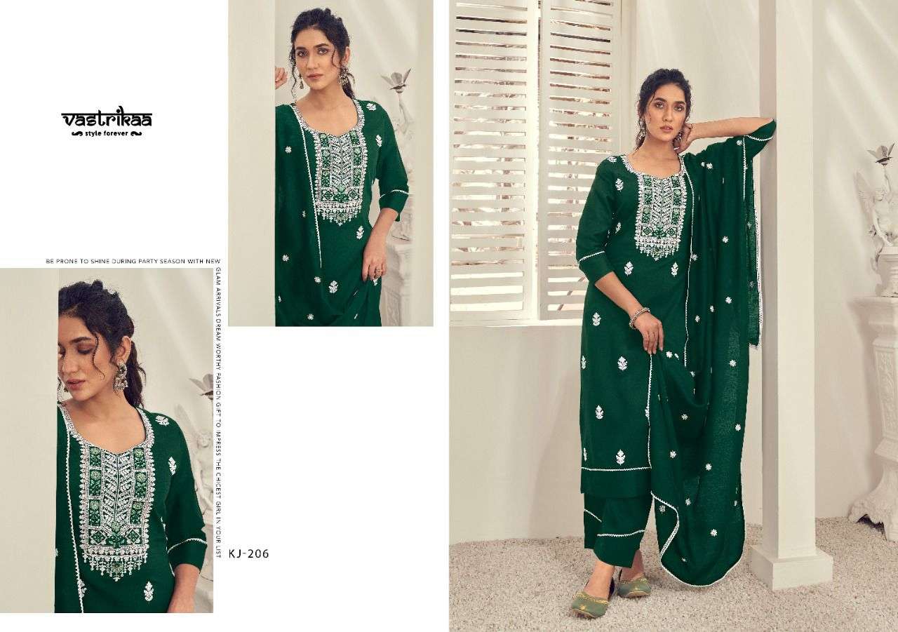 NOOR BY VASTRIKAA 204 TO 209 SERIES BEAUTIFUL SUITS COLORFUL STYLISH FANCY CASUAL WEAR & ETHNIC WEAR CHINNON SILK DRESSES AT WHOLESALE PRICE