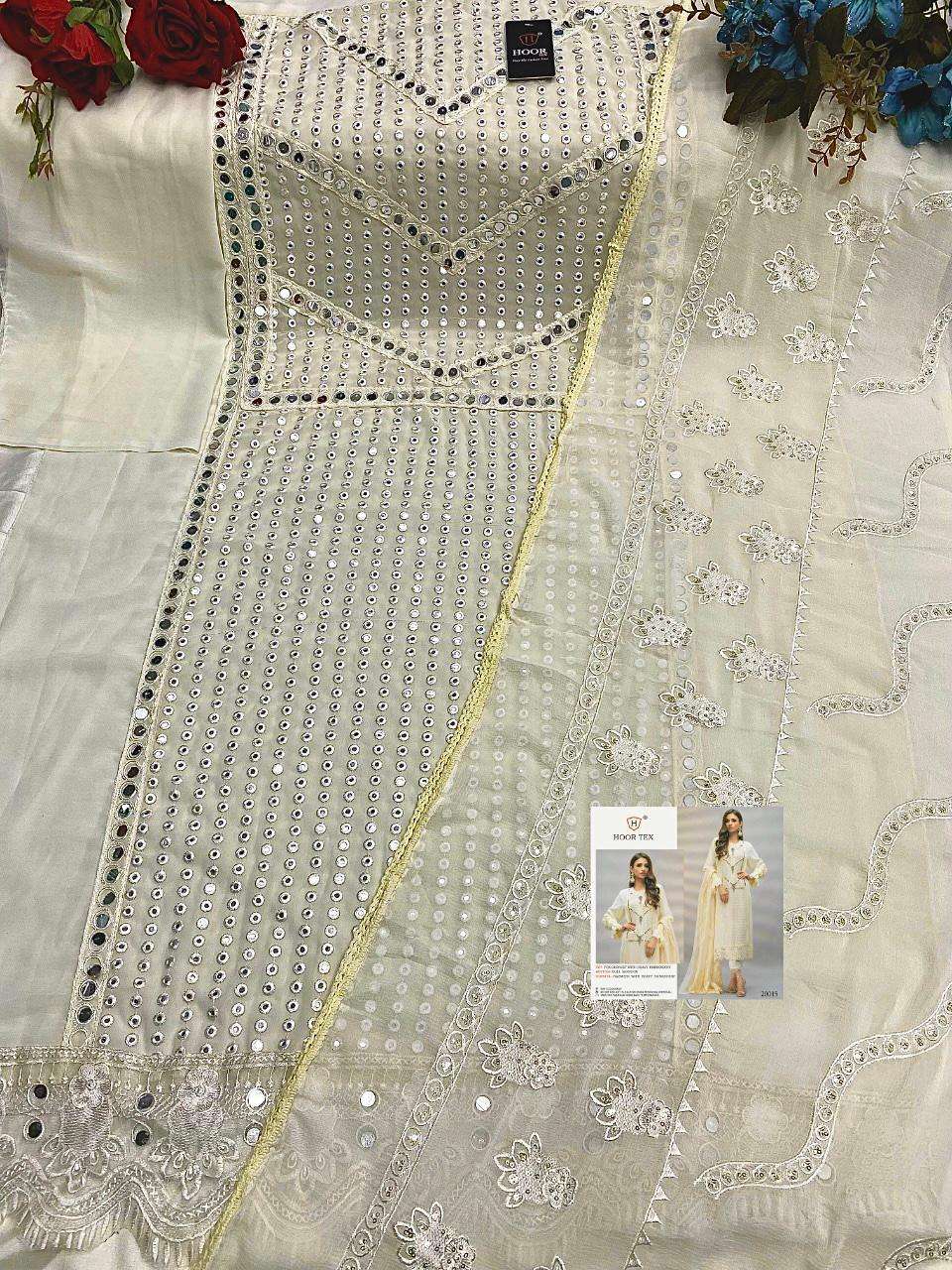 HOOR TEX HIT DESIGN 20015 BY HOOR TEX DESIGNER PAKISTANI SUITS COLLECTION BEAUTIFUL STYLISH FANCY COLORFUL PARTY WEAR & OCCASIONAL WEAR HEAVY GEORGETTE WITH EMBROIDERED DRESSES AT WHOLESALE PRICE