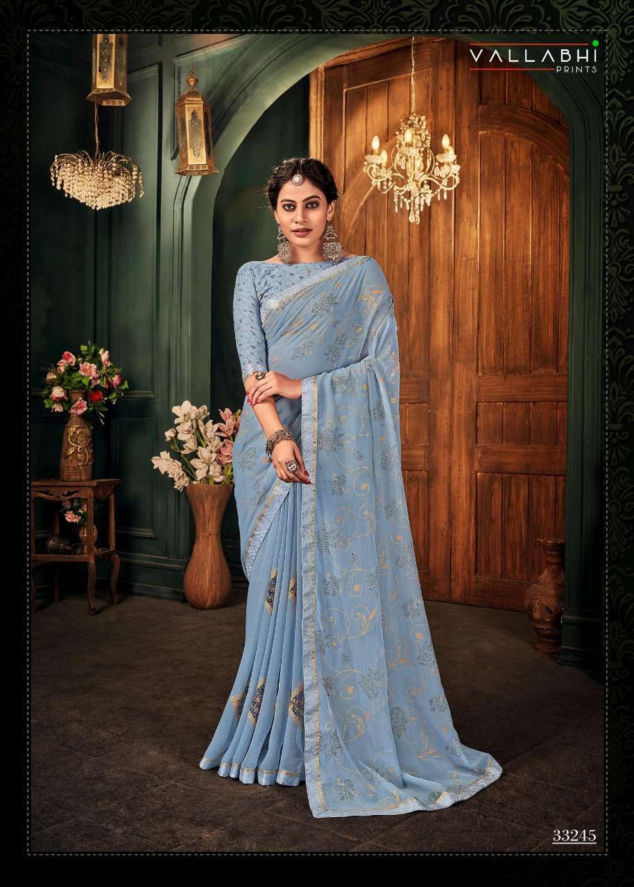 FAMOUS VOL-2 BY VALLABHI PRINTS 30240 TO 30247 SERIES INDIAN TRADITIONAL WEAR COLLECTION BEAUTIFUL STYLISH FANCY COLORFUL PARTY WEAR & OCCASIONAL WEAR CHIFFON SAREES AT WHOLESALE PRICE