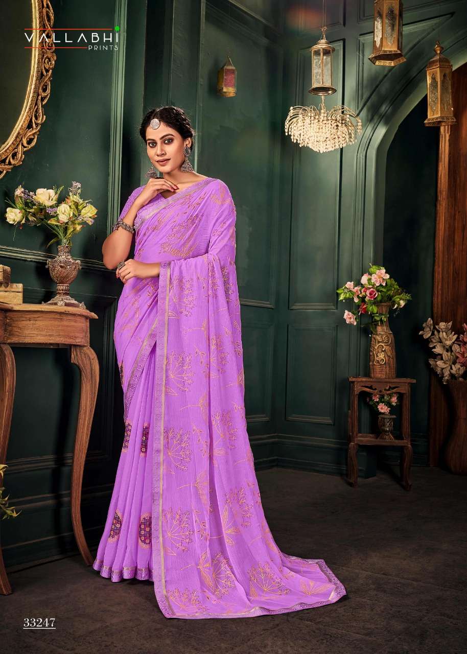 FAMOUS VOL-2 BY VALLABHI PRINTS 30240 TO 30247 SERIES INDIAN TRADITIONAL WEAR COLLECTION BEAUTIFUL STYLISH FANCY COLORFUL PARTY WEAR & OCCASIONAL WEAR CHIFFON SAREES AT WHOLESALE PRICE