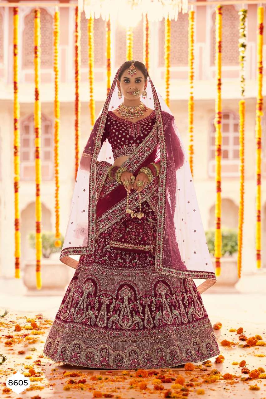 ARYA VOL-23 BY ARYA DESIGNS 8605 TO 8613 SERIES DESIGNER BEAUTIFUL WEDDING COLLECTION OCCASIONAL WEAR & PARTY WEAR GEORGETTE/ORGANZA/VELVET/CREPE LEHENGAS AT WHOLESALE PRICE
