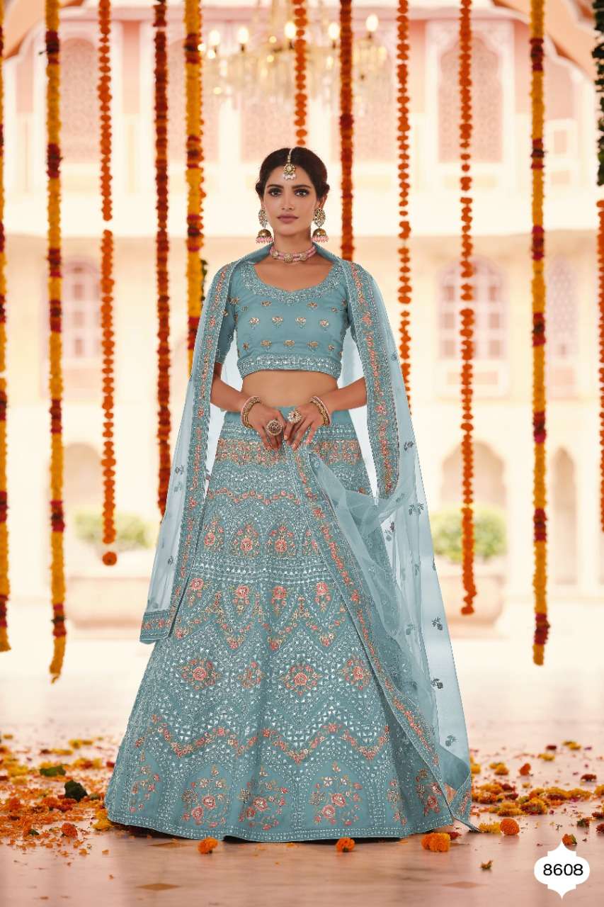 ARYA VOL-23 BY ARYA DESIGNS 8605 TO 8613 SERIES DESIGNER BEAUTIFUL WEDDING COLLECTION OCCASIONAL WEAR & PARTY WEAR GEORGETTE/ORGANZA/VELVET/CREPE LEHENGAS AT WHOLESALE PRICE